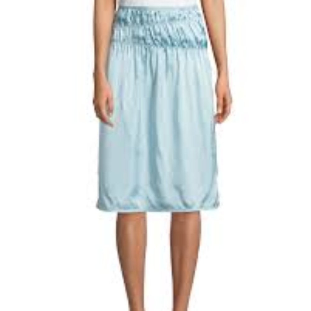 Helmut Lang Blue Satin Ruched Skirt